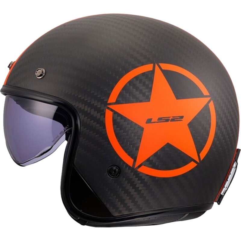 Åben motorcykelhjelm LS2 OF601 Bob II Carbon Star mat orange