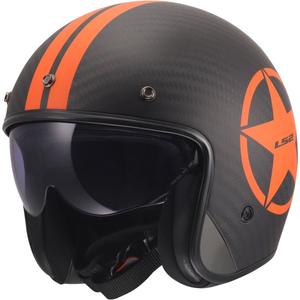 Åben motorcykelhjelm LS2 OF601 Bob II Carbon Star mat orange