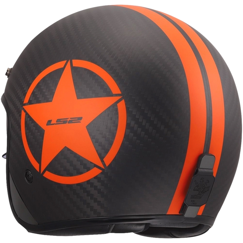 Åben motorcykelhjelm LS2 OF601 Bob II Carbon Star mat orange