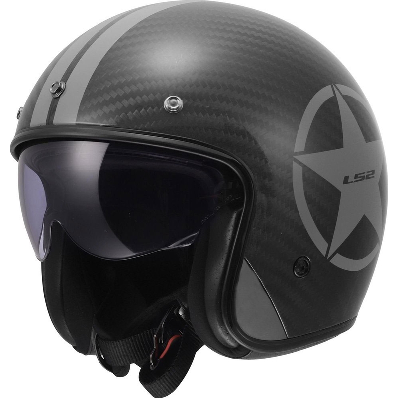 Åben motorcykelhjelm LS2 OF601 Bob II Carbon Star blank grå
