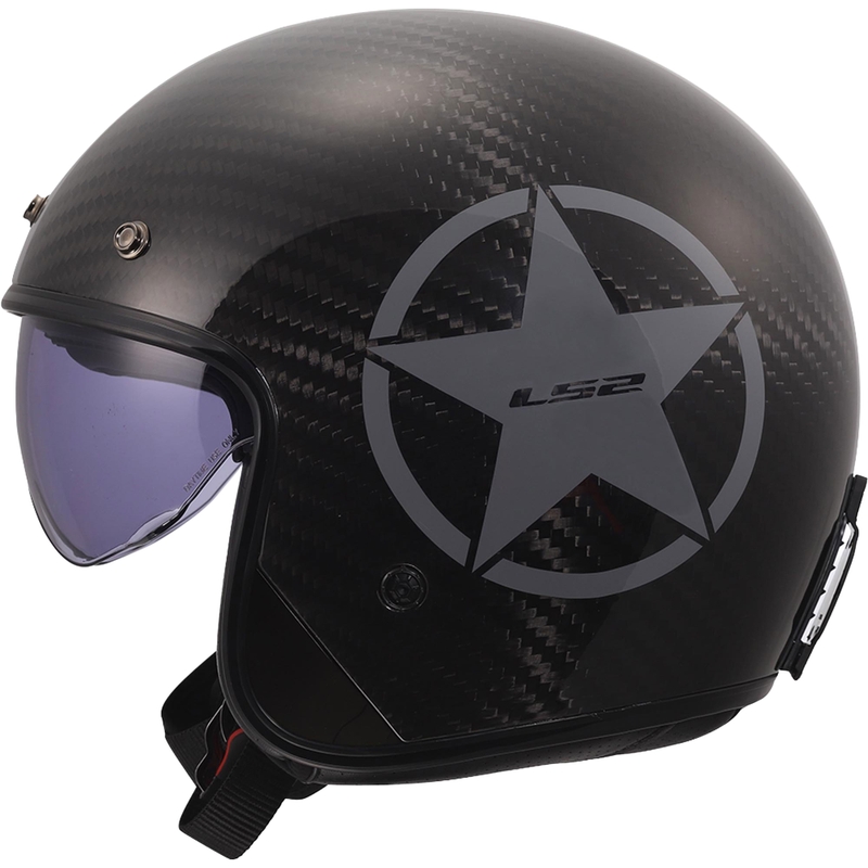Åben motorcykelhjelm LS2 OF601 Bob II Carbon Star blank grå