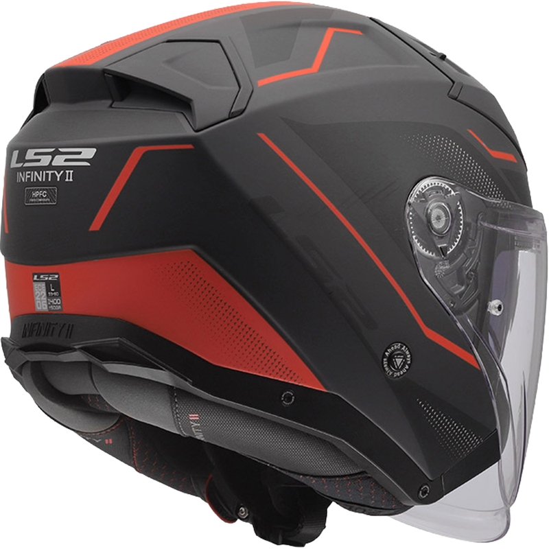 Åben motorcykelhjelm LS2 OF603 Infinity II Veyron mat sort-grå-rød