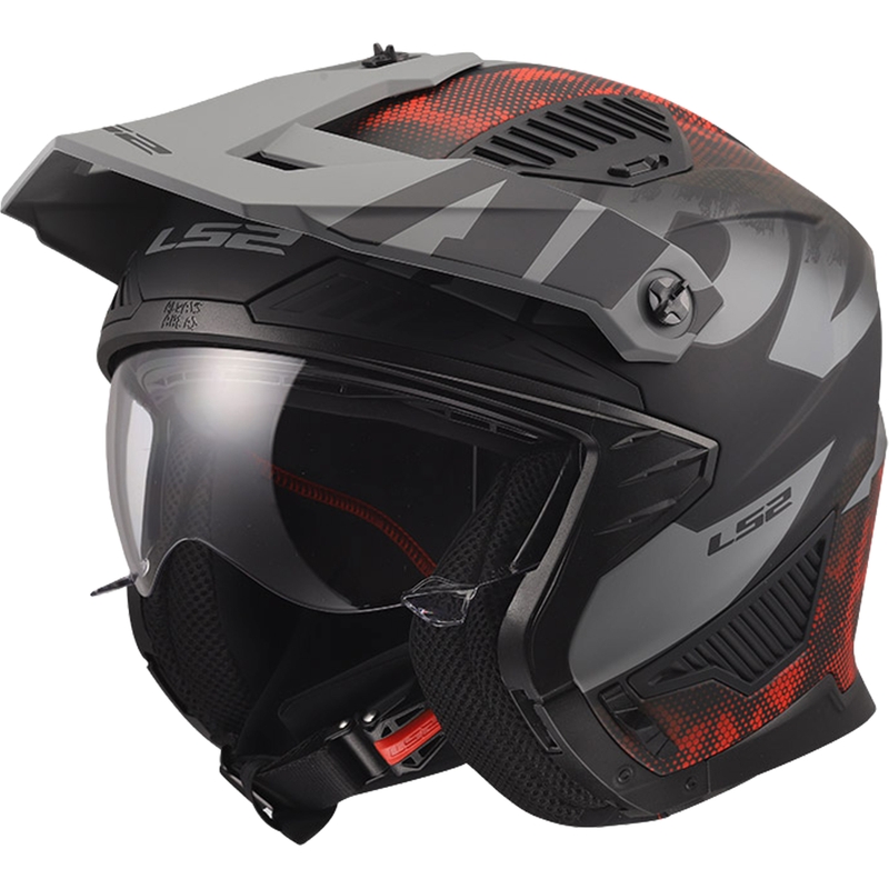 Trial motorcykelhjelm LS2 OF606 Drifter Gas mat grå-rød
