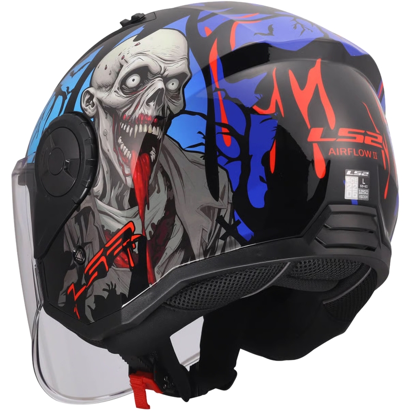 Åben motorcykelhjelm LS2 OF616 Airflow II Zombie blank sort-rød-blå