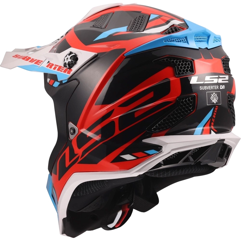 Motocross hjelm LS2 MX700 Subverter Evo II Stomp blank hvid-blå-rød