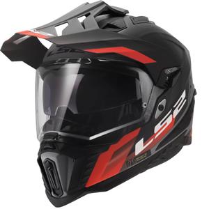Enduro hjelm LS2 MX701 Explorer Hexa mat sort-rød-grå
