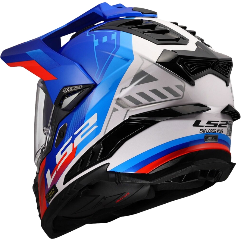 Enduro hjelm LS2 MX701 Explorer Hexa blank hvid-blå-rød