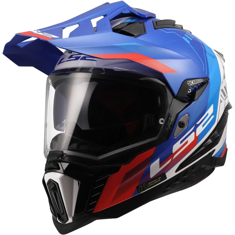 Enduro hjelm LS2 MX701 Explorer Hexa blank hvid-blå-rød