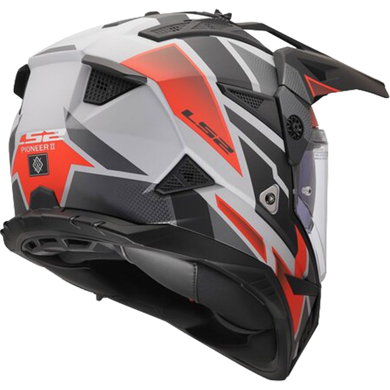 Enduro motorcykelhjelm LS2 MX702 Pioneer II Block mat grå-rød