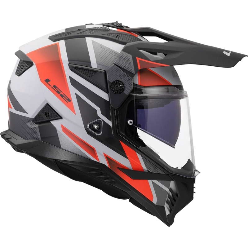 Enduro motorcykelhjelm LS2 MX702 Pioneer II Block mat grå-rød