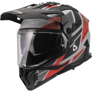 Enduro motorcykelhjelm LS2 MX702 Pioneer II Block mat grå-rød