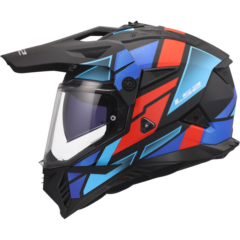 Enduro motorcykelhjelm LS2 MX702 Pioneer II Block mat sort-rød-blå