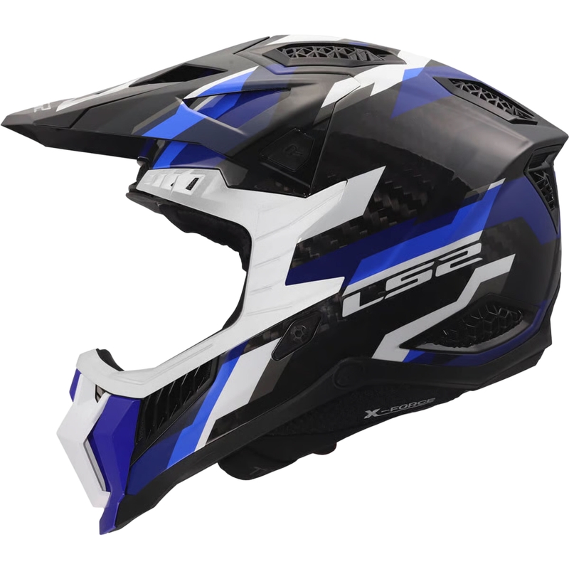 Motocross hjelm LS2 MX703 X-Force Phantom blank blå-hvid