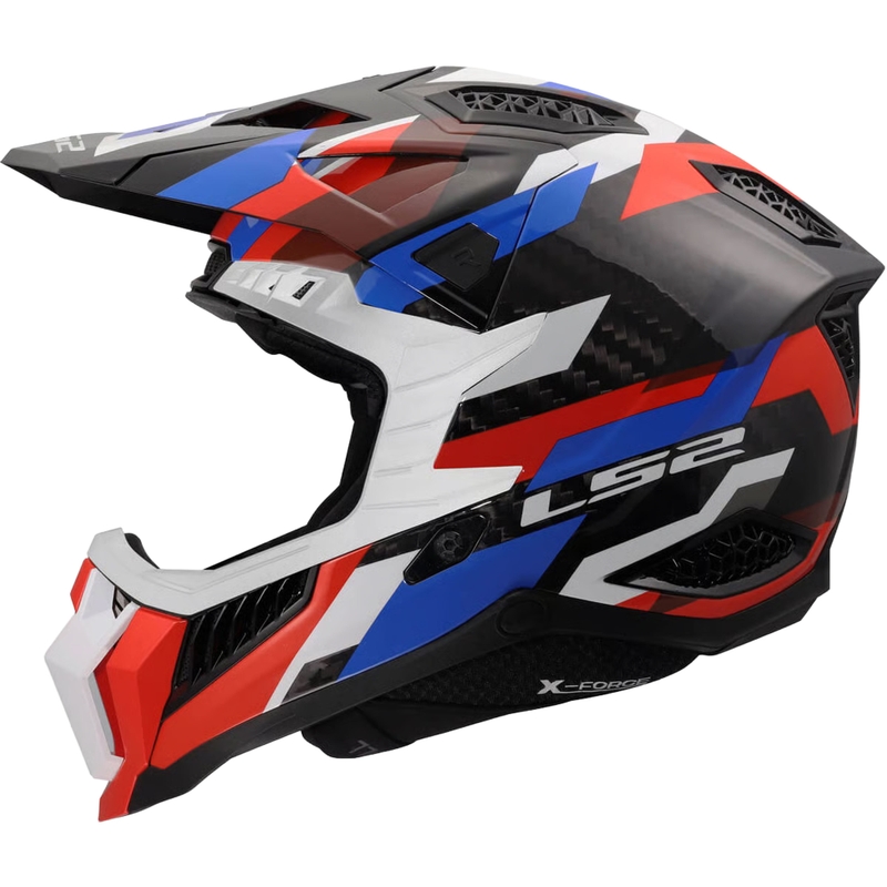 Motocross hjelm LS2 MX703 X-Force Phantom blank hvid-blå-rød