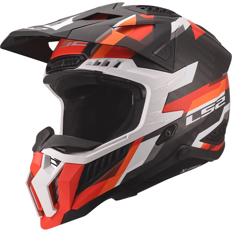 Motocross hjelm LS2 MX703 X-Force Phantom mat orange-rød