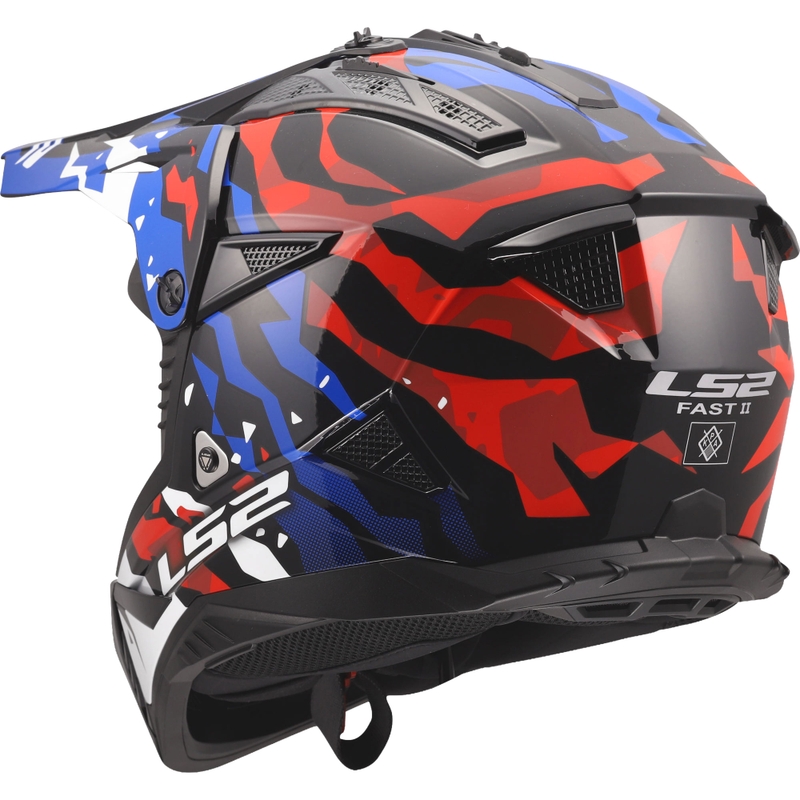 Motocross hjelm LS2 MX708 Fast II Grotesk blank hvid-blå-rød