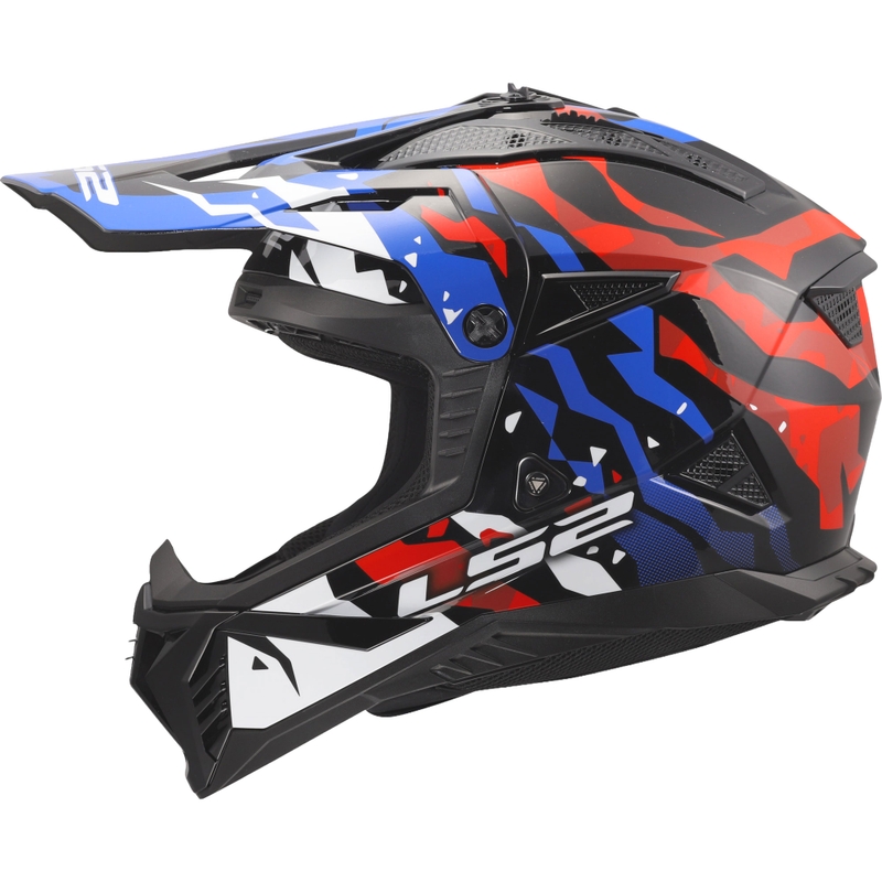 Motocross hjelm LS2 MX708 Fast II Grotesk blank hvid-blå-rød