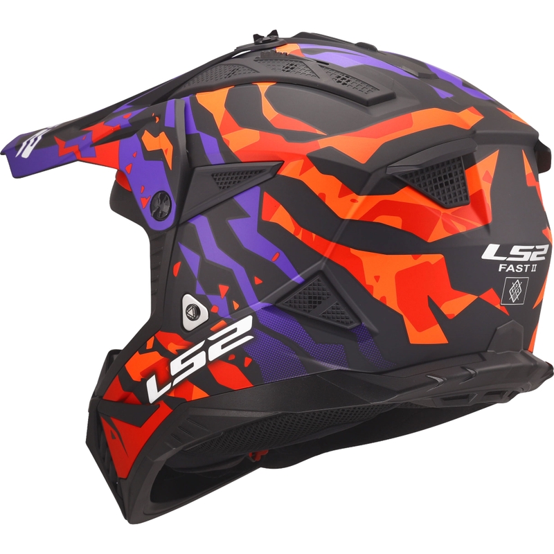 Motocross hjelm LS2 MX708 Fast II Grotesk mat lilla-orange