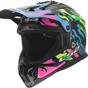 Motocross hjelm LS2 MX708 Fast II Grotesk blank blå-pink-grøn