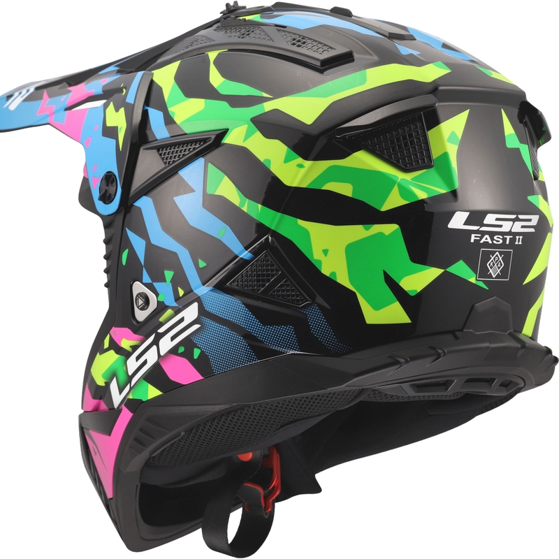 Motocross hjelm LS2 MX708 Fast II Grotesk blank blå-pink-grøn