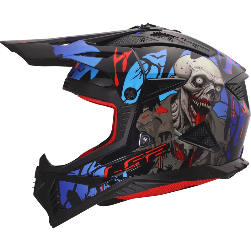 Motocross hjelm LS2 MX708 Fast II Zombie II blank sort-rød-blå