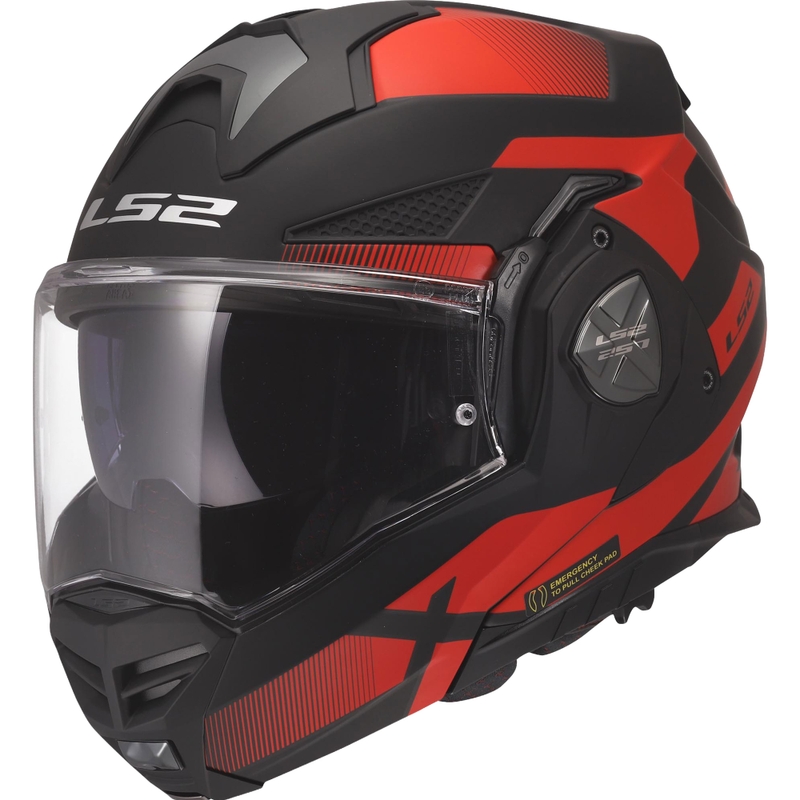 Flip-up motorcykelhjelm LS2 FF901 Advant X Nova mat sort-rød