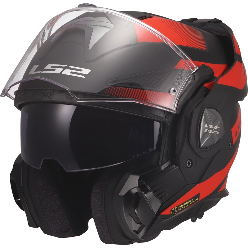 Flip-up motorcykelhjelm LS2 FF901 Advant X Nova mat sort-rød