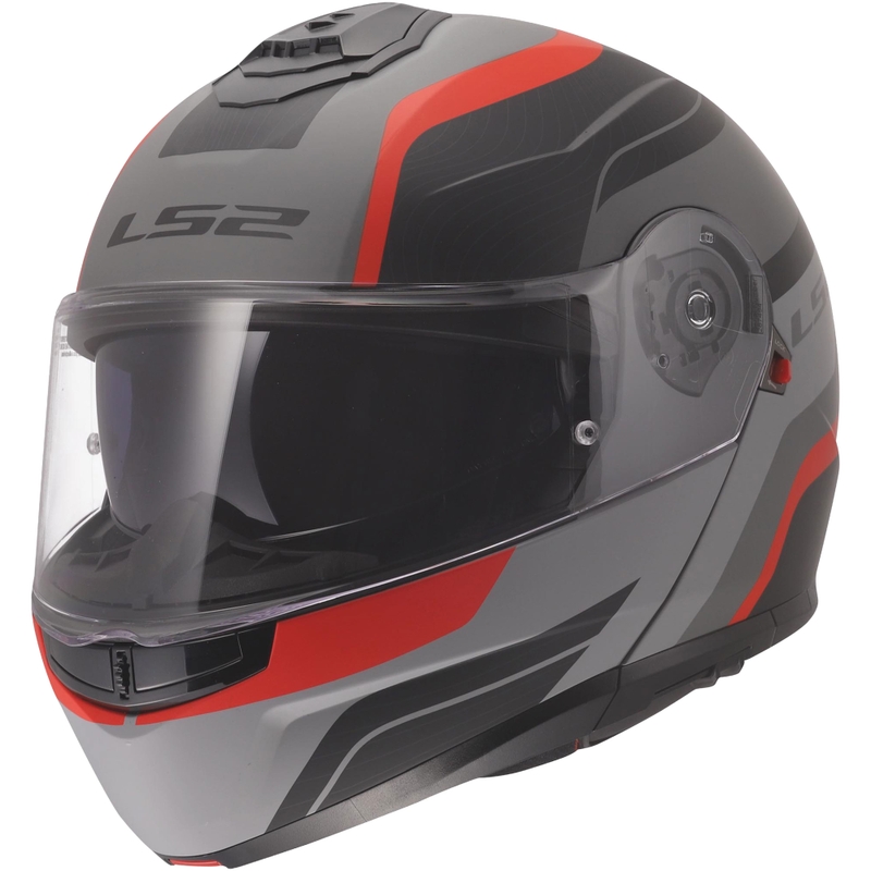 Flip-up hjelm LS2 FF908 Strobe II Monza mat sort-grå-rød