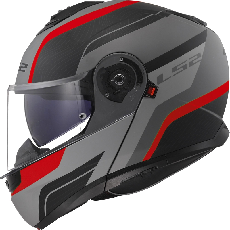 Flip-up hjelm LS2 FF908 Strobe II Monza mat sort-grå-rød
