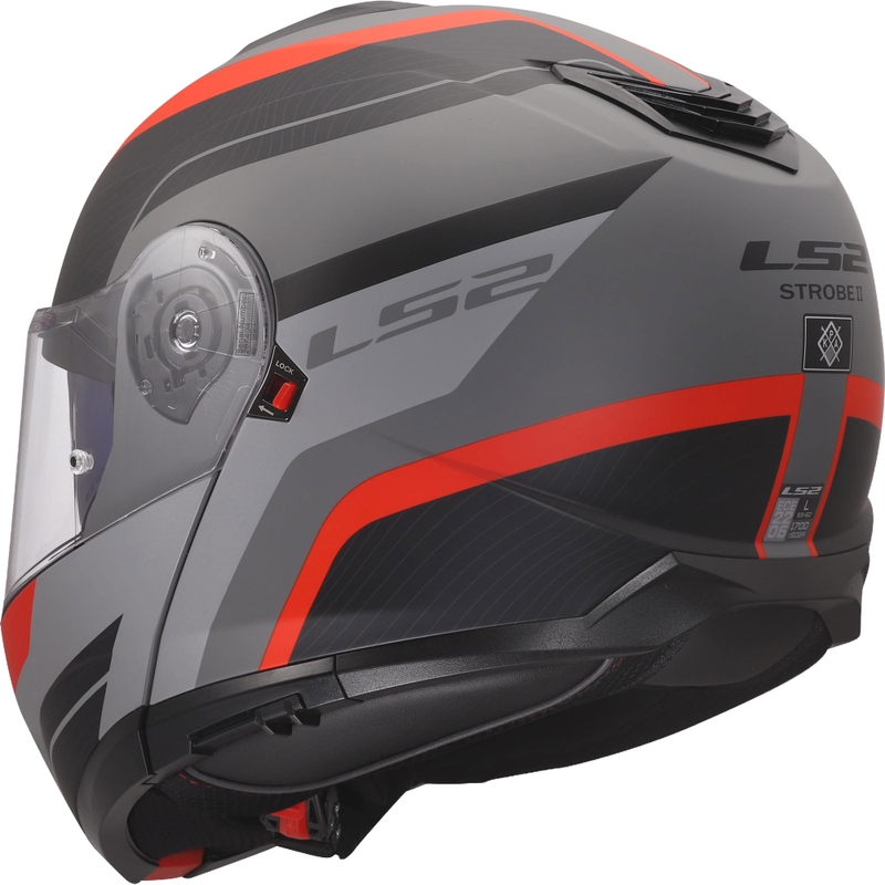 Flip-up hjelm LS2 FF908 Strobe II Monza mat sort-grå-rød