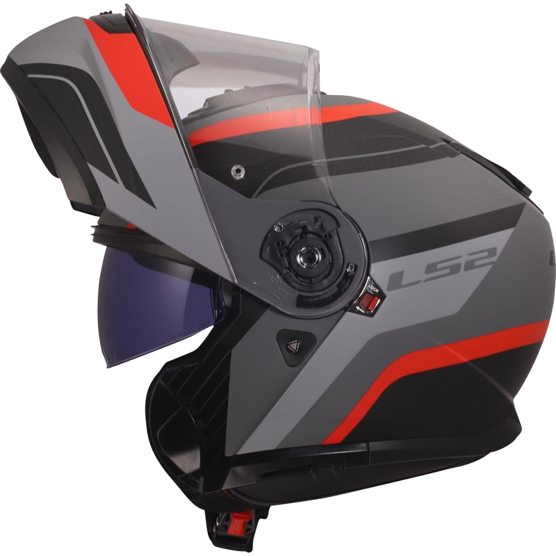 Flip-up hjelm LS2 FF908 Strobe II Monza mat sort-grå-rød