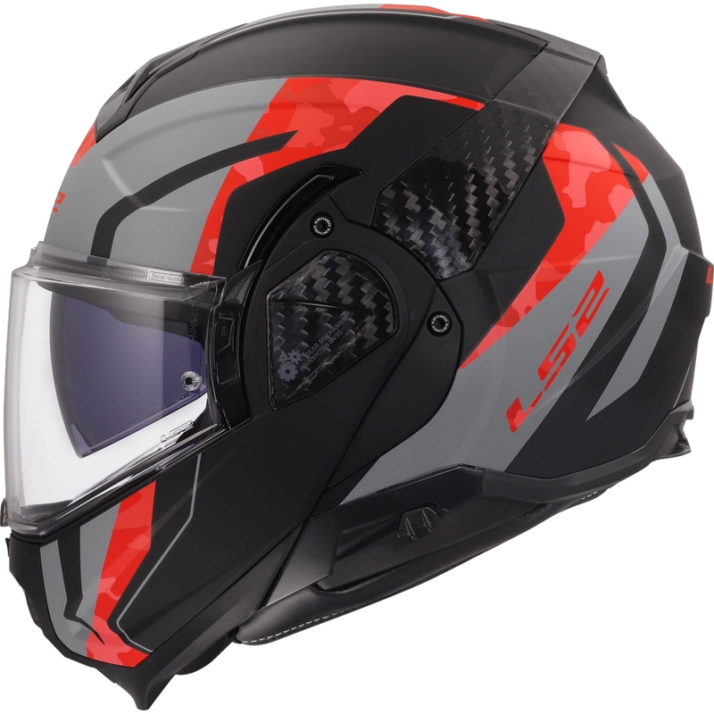 Flip-up motorcykelhjelm LS2 FF910 Advant II Glide mat sort-grå-rød