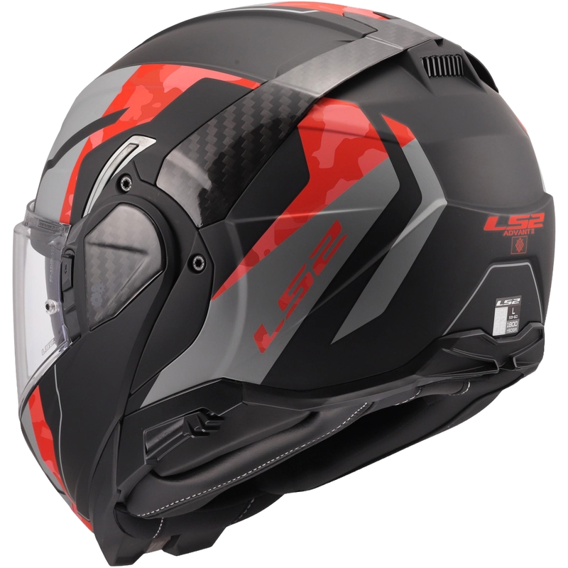 Flip-up motorcykelhjelm LS2 FF910 Advant II Glide mat sort-grå-rød