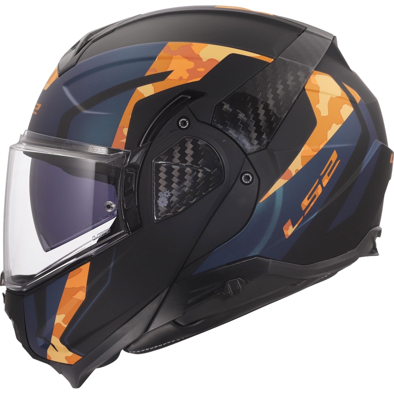 Flip-up motorcykelhjelm LS2 FF910 Advant II Glide mat sort-orange