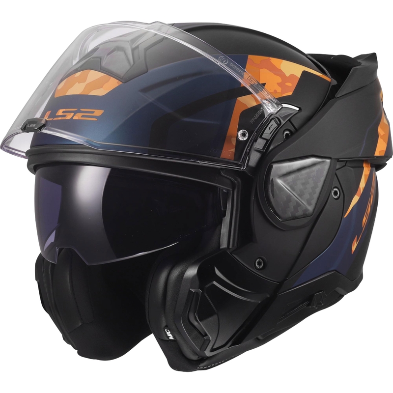Flip-up motorcykelhjelm LS2 FF910 Advant II Glide mat sort-orange