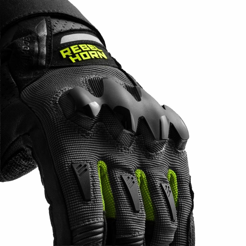 Rebelhorn Defender motorcykelhandsker sort-grå-fluo gul