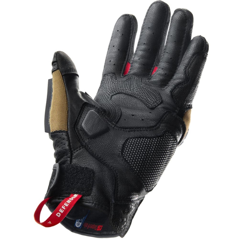 Rebelhorn Defender motorcykelhandsker sand-sort-rød