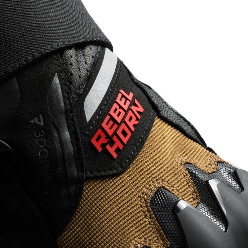 Rebelhorn Defender motorcykelhandsker sand-sort-rød