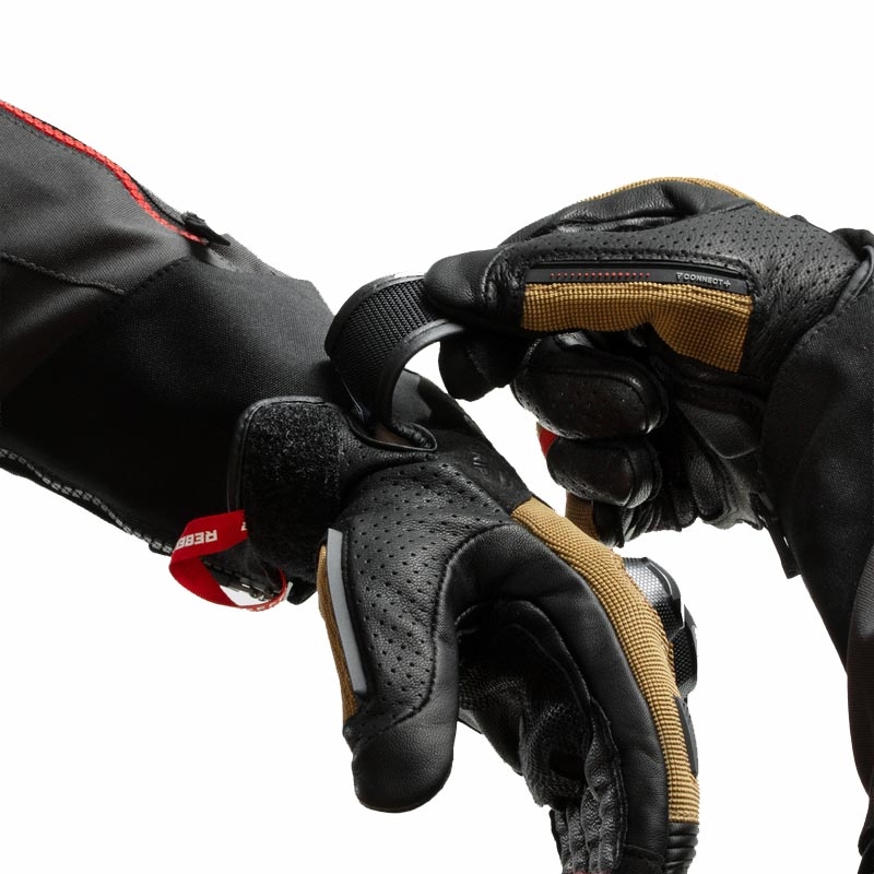Rebelhorn Defender motorcykelhandsker sand-sort-rød