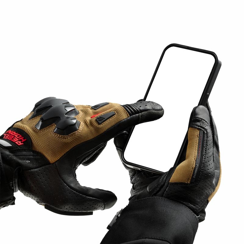 Rebelhorn Defender motorcykelhandsker sand-sort-rød