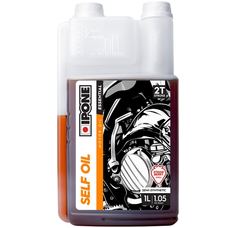 Benzinolie Ipone Self Oil 2T med dispenser 1 l jordbær