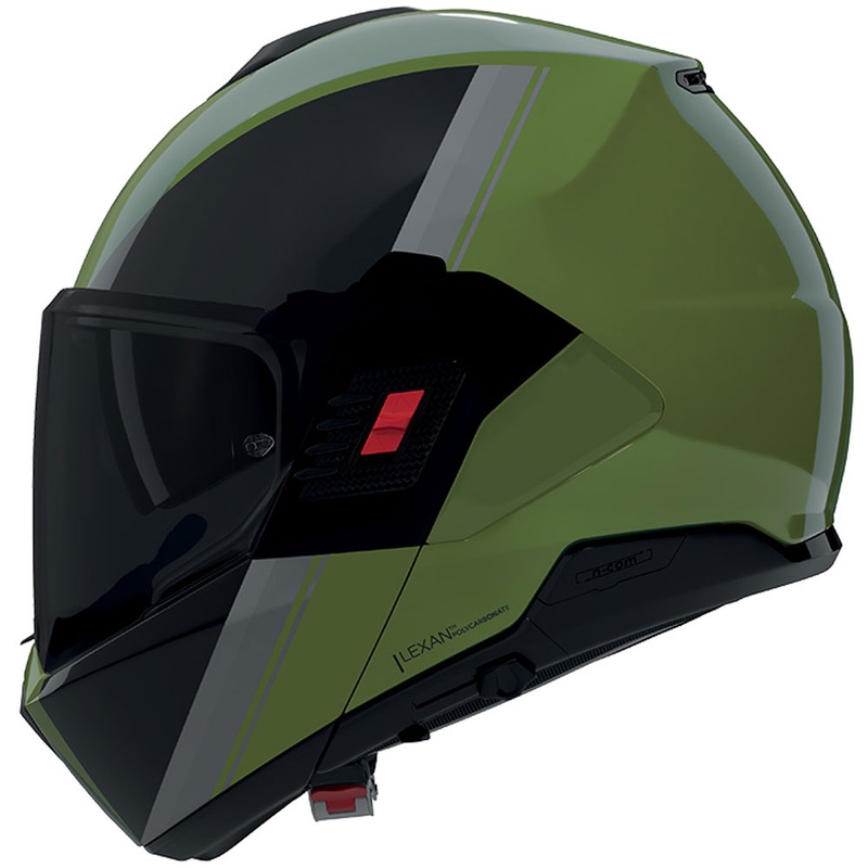 Flip-up motorcykelhjelm Nolan N120-1 Verniciatura Speciale N-COM 354 blank grøn-sort-grå