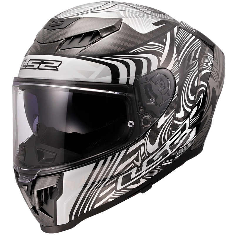 LS2 FF807 Dragon Carbon Enthum Integralhjelm, Blank Sølv