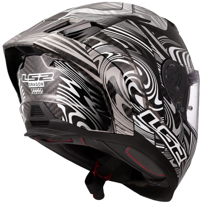 LS2 FF807 Dragon Carbon Enthum Integralhjelm, Blank Sølv