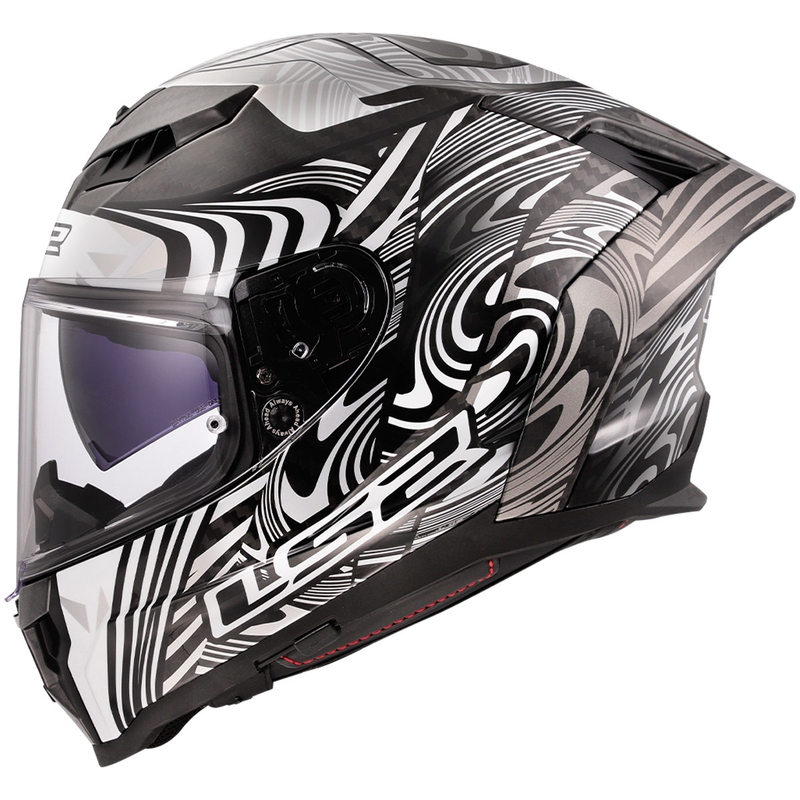 LS2 FF807 Dragon Carbon Enthum Integralhjelm, Blank Sølv