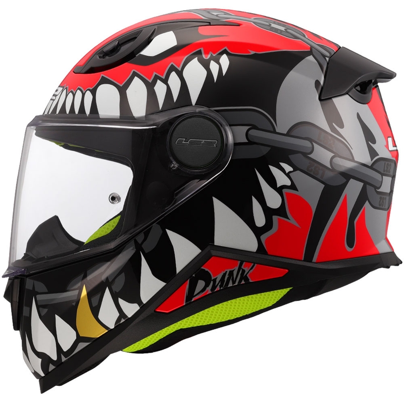 Børne fullface motorcykelhjelm LS2 FF812 Punk blank grå-rød
