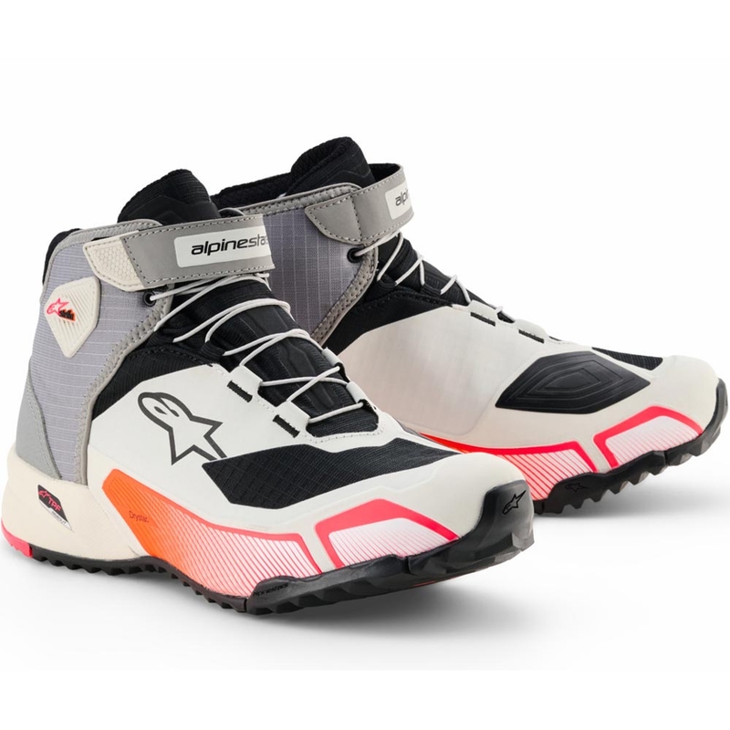 Motorcykelstøvler Alpinestars Stella CR-X Drystar Dame, Hvid-Lysegrå-Sort-Fluo Pink