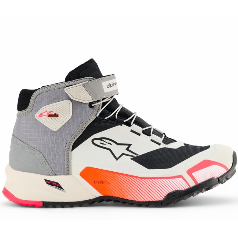 Motorcykelstøvler Alpinestars Stella CR-X Drystar Dame, Hvid-Lysegrå-Sort-Fluo Pink