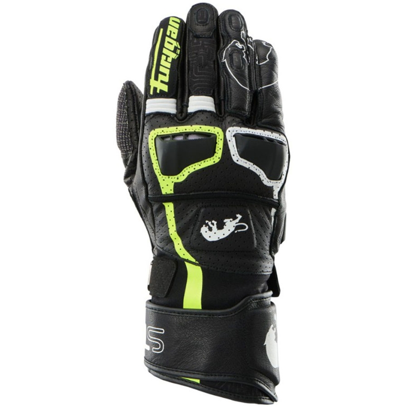 Motorcykelhandsker Furygan STYG 15 Ventilerede Sort-Hvid-Fluo Gul