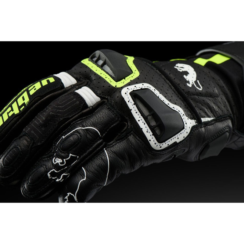 Motorcykelhandsker Furygan STYG 15 Ventilerede Sort-Hvid-Fluo Gul